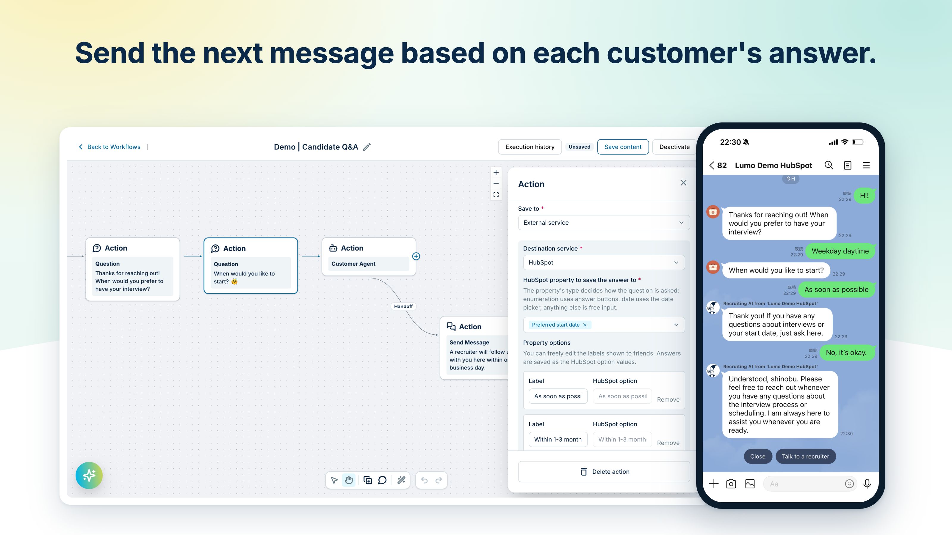 Automate LINE replies that adapt to each customer's answers